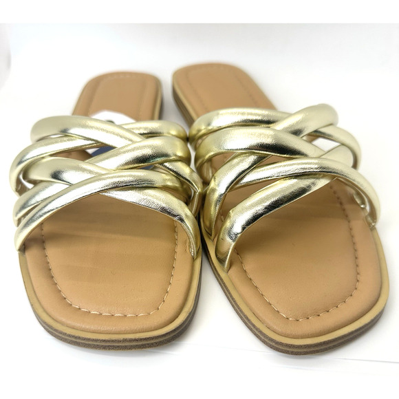 Universal Thread Womens Rian Slide Sandals Gold Summer Beach Comfort Sze 11 - Picture 2 of 16